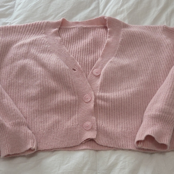 Shein Cozy Pink Cropped Cardigan and Pants Sweater Set NWOT - Picture 3 of 15